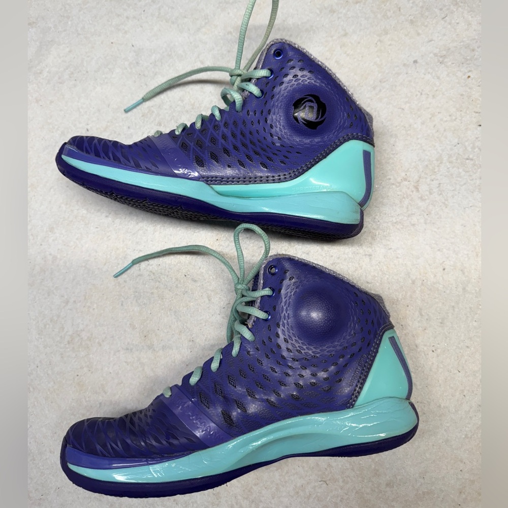 Adidas‎ Boys D Rose 3.5 Winter Purple / Teal Englewood Sneaker Shoes Size 5 - Picture 4 of 9